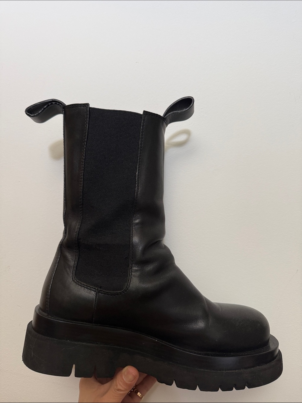 Bottega Veneta women’s Black Sole Boots with Subtle Brown Accents
